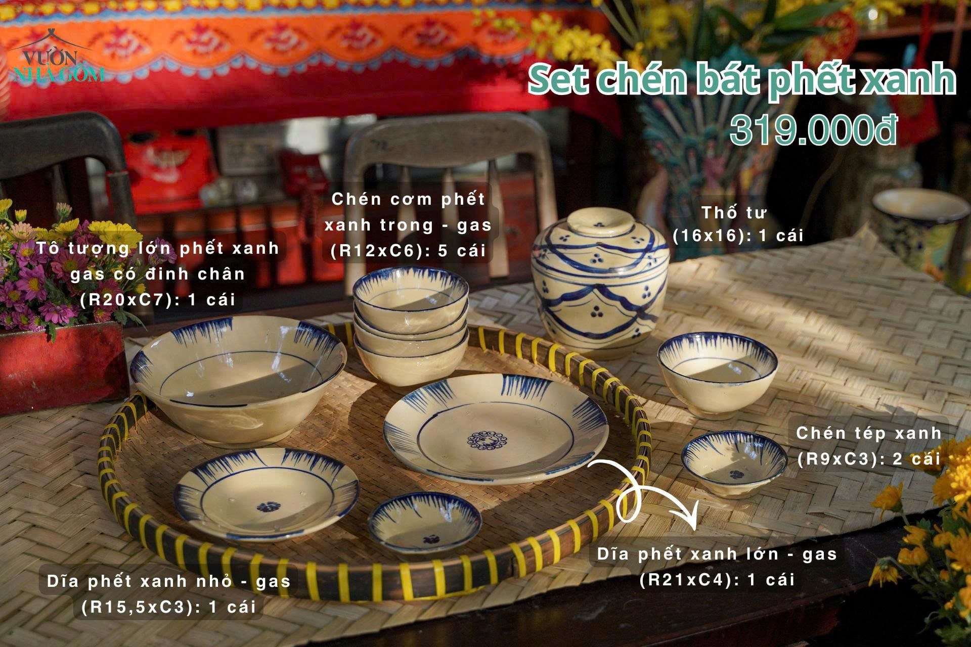  [TẾT] Bộ Chén Bát Phết Xanh - Chén Bát Lái Thiêu - Sản Phẩm Quà Tặng Tết Bính Ngọ 2026 