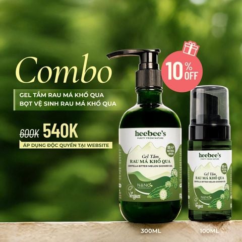 [GIẢM 10%] COMBO SỮA TẮM + BỌT VỆ SINH RAU MÁ KHỔ QUA