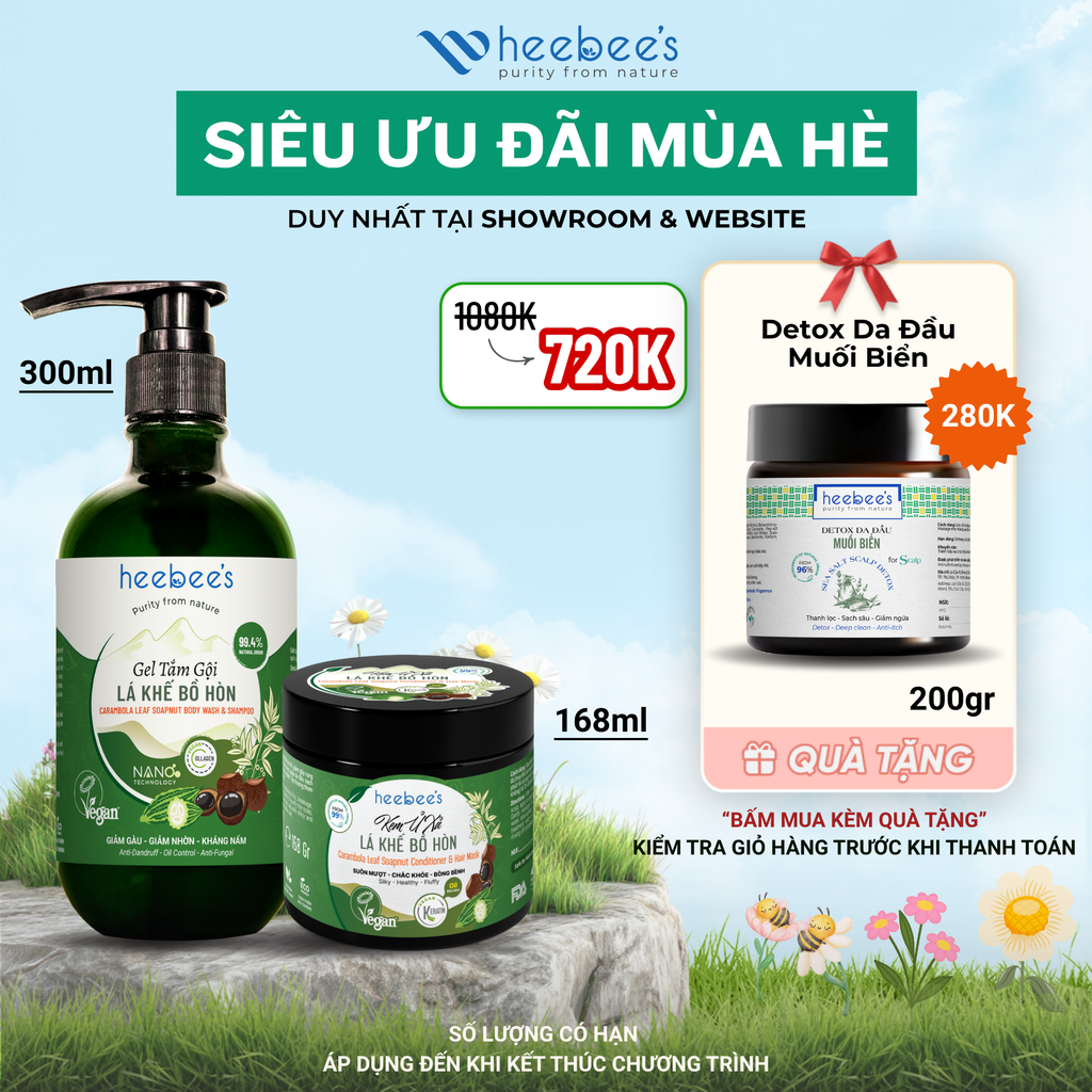 SIÊU ƯU ĐÃI MÙA HÈ - COMBO LÁ KHẾ BỒ HÒN TẶNG DETOX DA ĐẦU MUỐI BIỂN