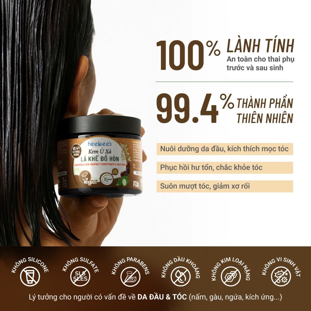 Kem Ủ Xả Lá Khế Bồ Hòn Suôn Mượt, Chắc Khỏe, Bồng Bềnh 168 Gram