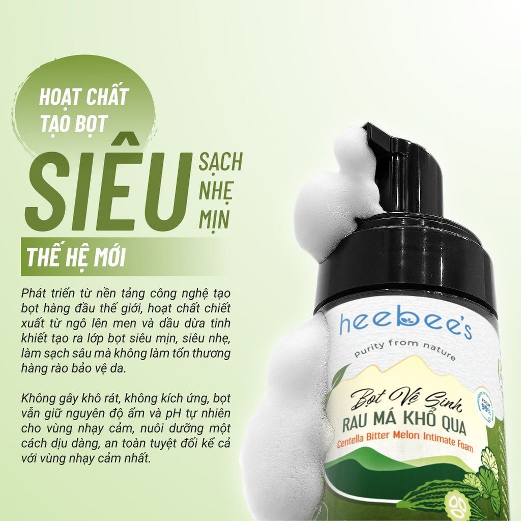 Bọt Vệ Sinh Rau Má Khổ Qua Rừng Thuần Chay Làm Sạch Khuẩn, Kháng Viêm, Khử Mùi 100ML