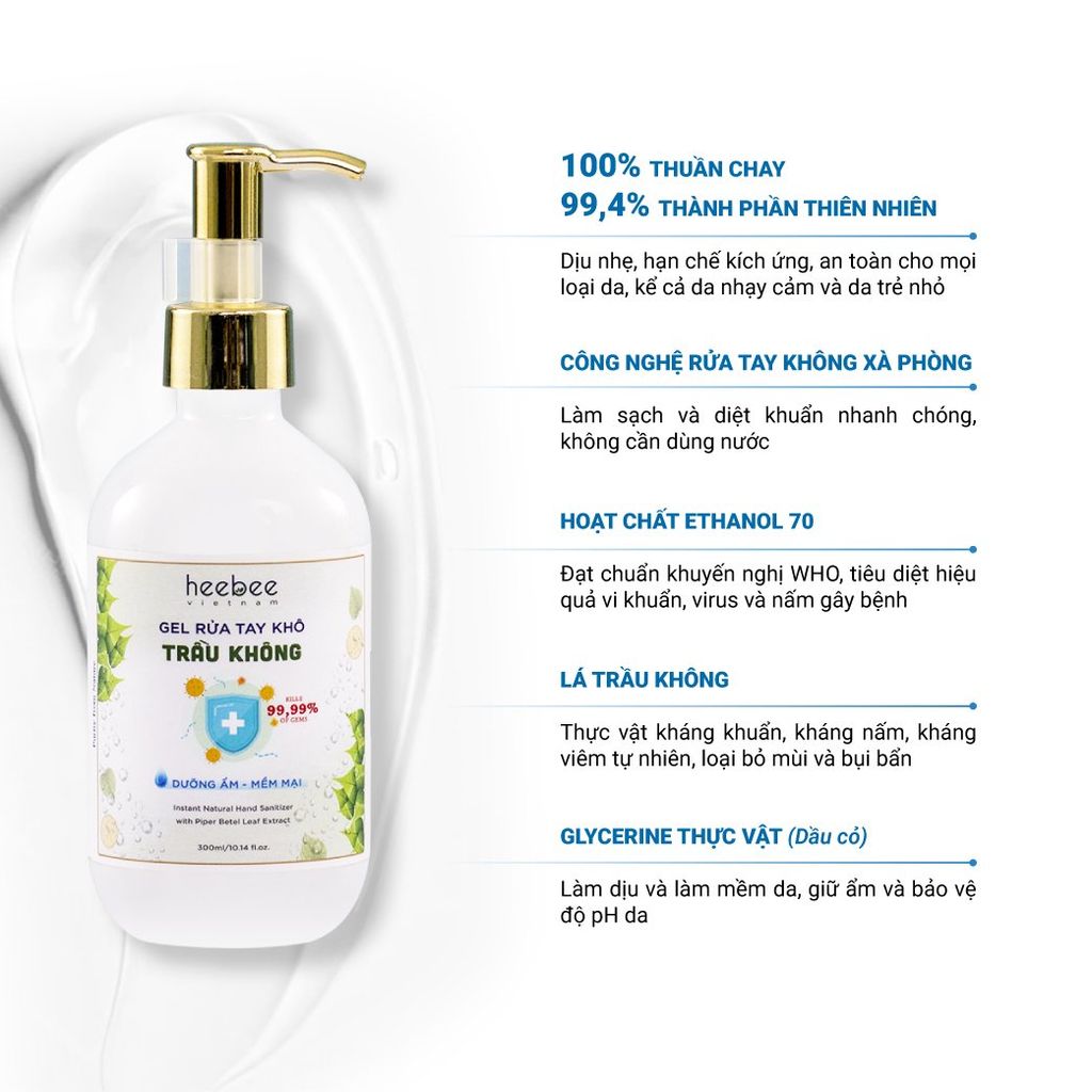 Gel Rửa Tay Khô Trầu Không Dưỡng Ẩm, Khử Mùi, Sạch Khuẩn 99.99% Hand Sanitizer 65 ml - 300 ml