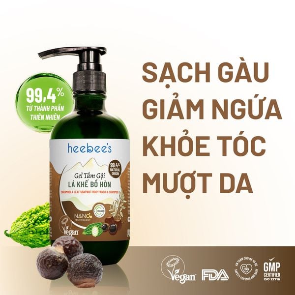 Gel Tắm Gội Lá Khế Bồ Hòn Giảm Gàu, Giảm Nhờn, Kháng Nấm 300ml - 500ml