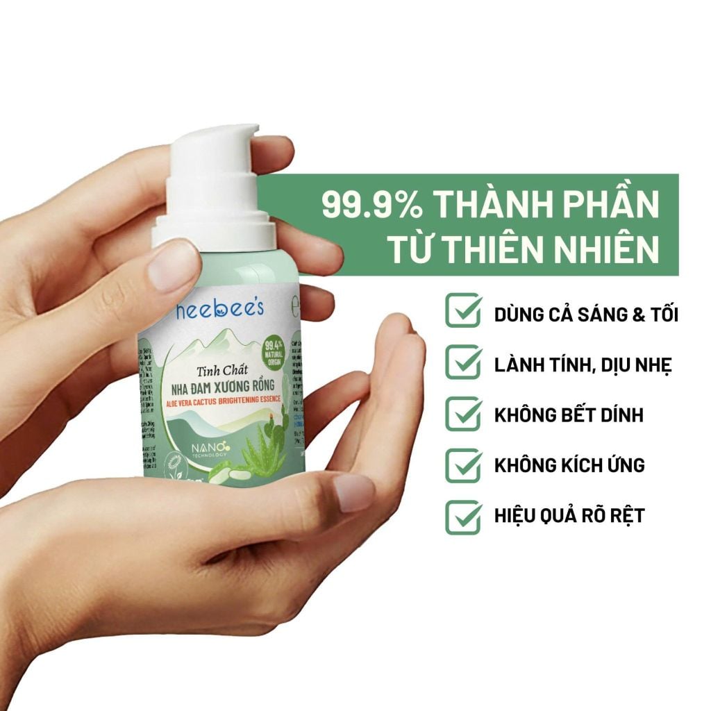 Tinh Chất Nha Đam Xương Rồng Trẻ Hóa Da: Dưỡng Trắng - Se Khít Lỗ Chân Lông 38ml