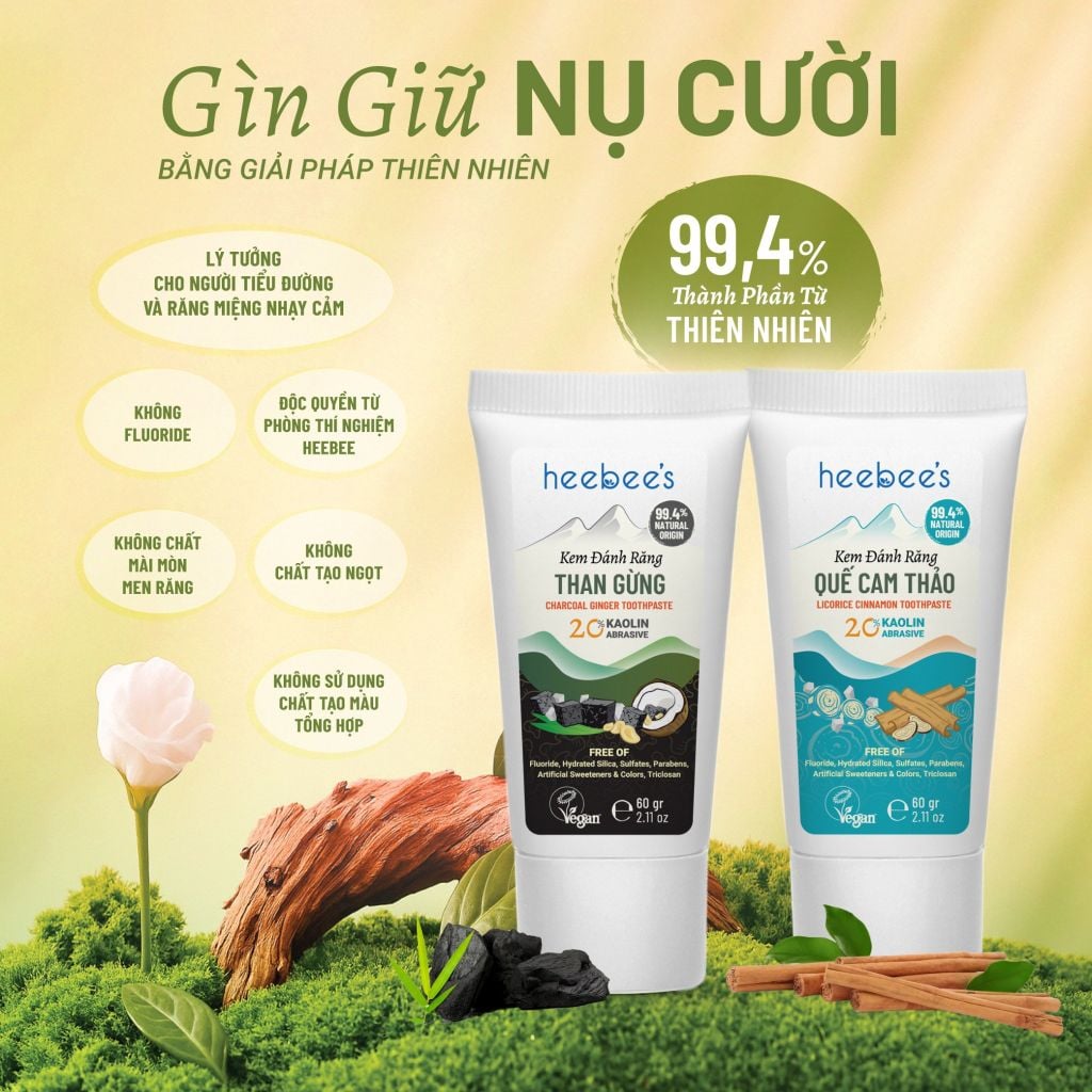 Kem Đánh Răng Thảo Dược Thuần Chay Quế Cam Thảo - Sạch Mảng Bám, Giảm Ê Buốt 60 Gram