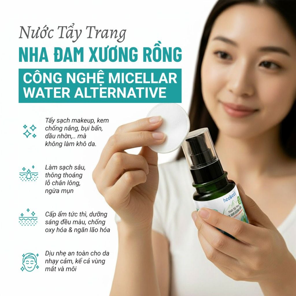 Nước Tẩy Trang Nha Đam Xương Rồng - Sạch Sâu - Không Khô Căng - Ngăn Ngừa Mụn - 110ml