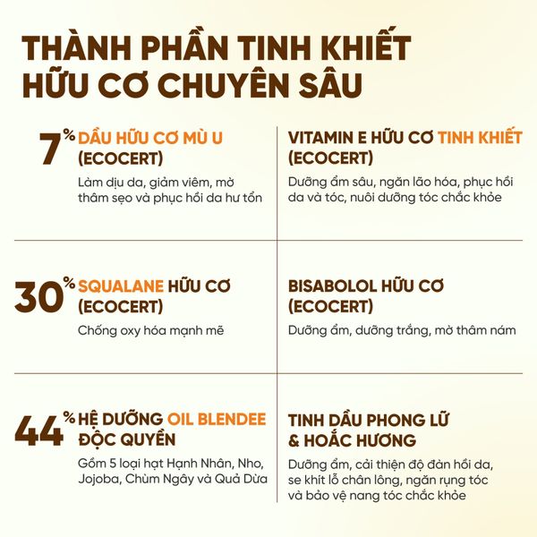Dầu Dưỡng Thuần Chay Squalane Mù U Heebee's 20ml: Cấp Ẩm - Căng Bóng - Mờ Thâm Nám - Phục Hồi Da Và Tóc