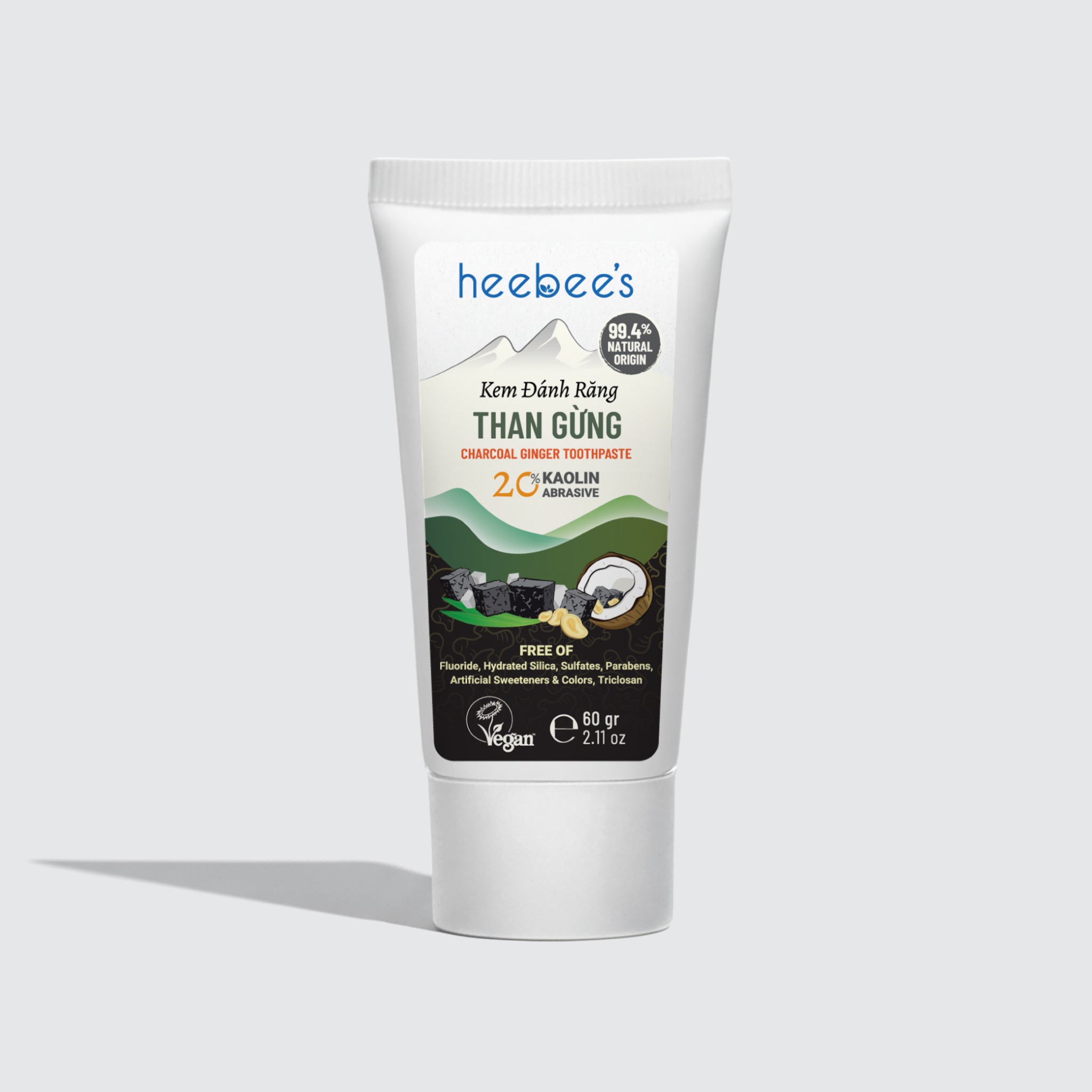 Kem Đánh Răng Thảo Dược Thuần Chay Than Gừng - Giảm Ố Vàng, Chắc Khỏe Nướu 60 Gram