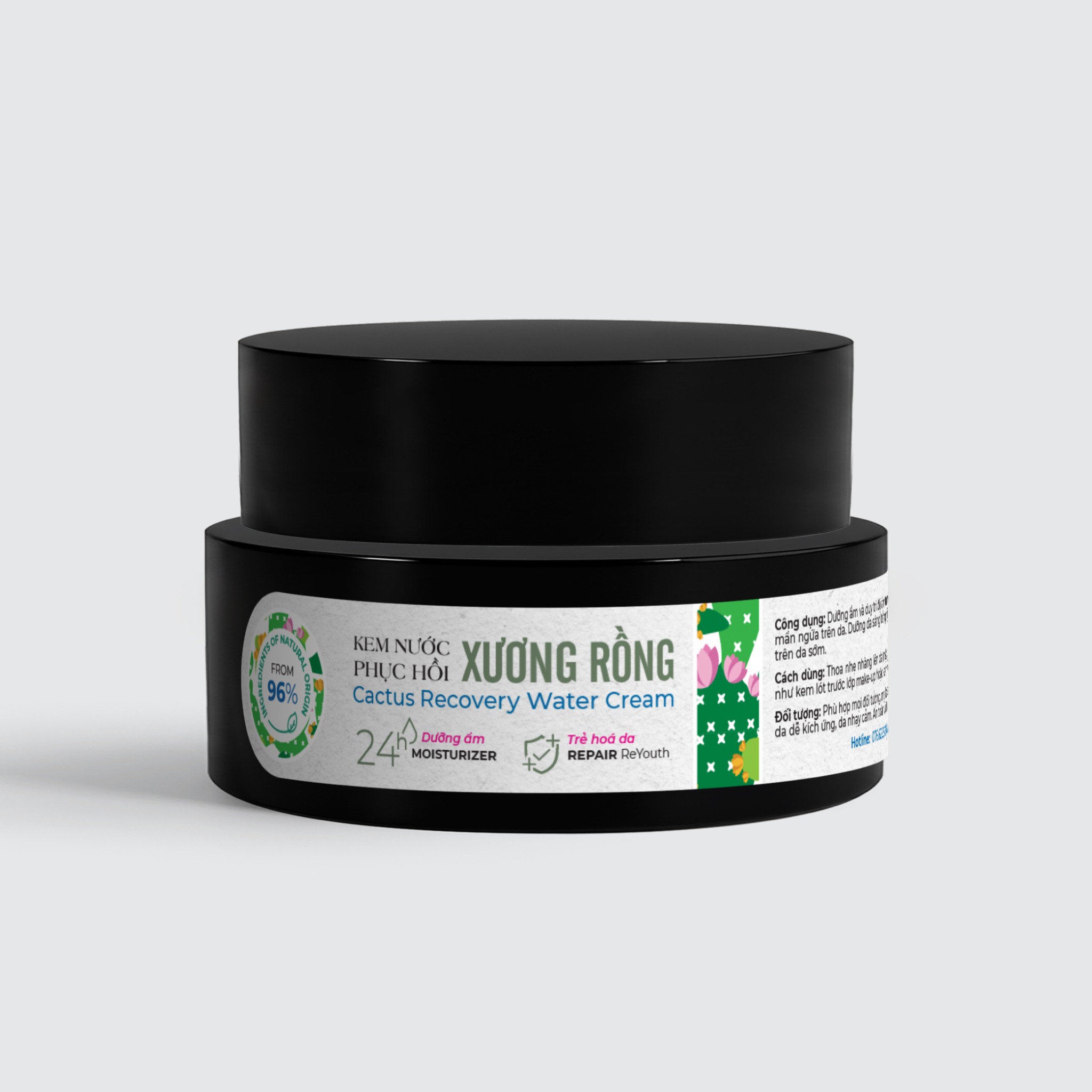 Kem Nước Dưỡng Ẩm Phục Hồi Và Trẻ Hoá Da Mặt Thuần Chay Xương Rồng 30Gram