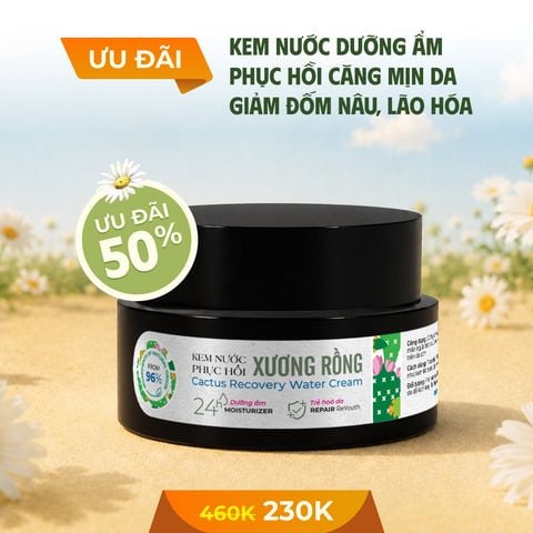 Kem Nước Dưỡng Ẩm Phục Hồi Và Trẻ Hoá Da Mặt Thuần Chay Xương Rồng 30Gram