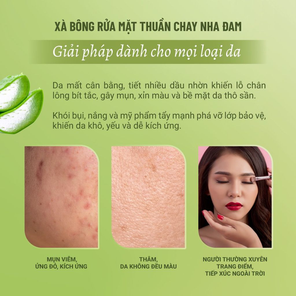 Xà Bông Rửa Mặt Thuần Chay Nha Đam Dưỡng Ẩm, Chống Lão Hóa Heebee  Aloe Vera Natural Soap Bar 100Gram