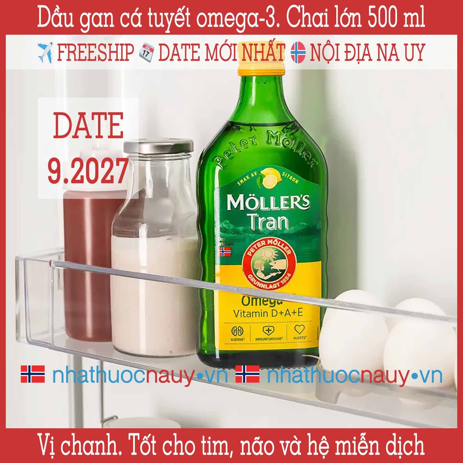  Dầu gan cá tuyết vị chanh | Möller’s Tran sitron | Chai lớn 500 ml 