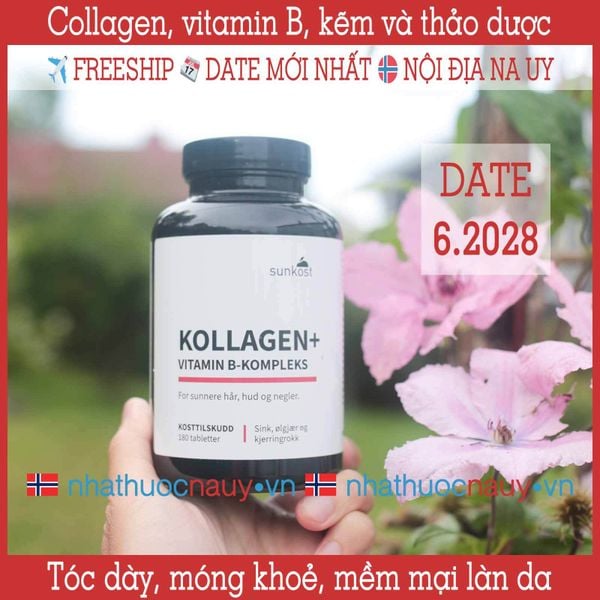 Sunkost Kollagen B+ | Collagen cao cấp kết hợp vitamin nhóm B từ Na Uy