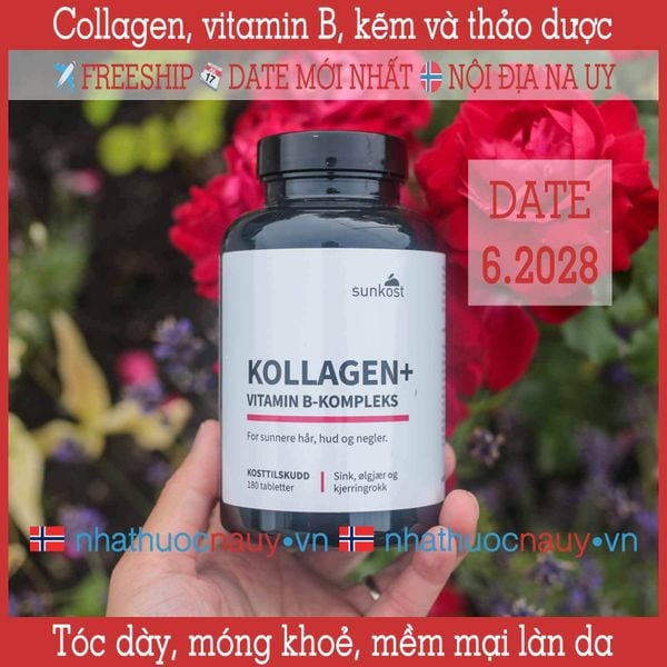 Sunkost Kollagen B+ | Collagen cao cấp kết hợp vitamin nhóm B từ Na Uy