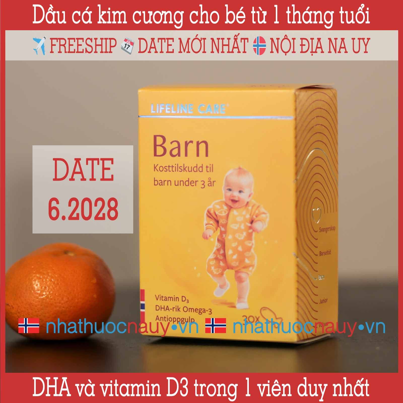  Dầu cá kim cương | DHA và vitamin D3 cho bé từ 1 tháng tuổi | Lifeline Care Barn 