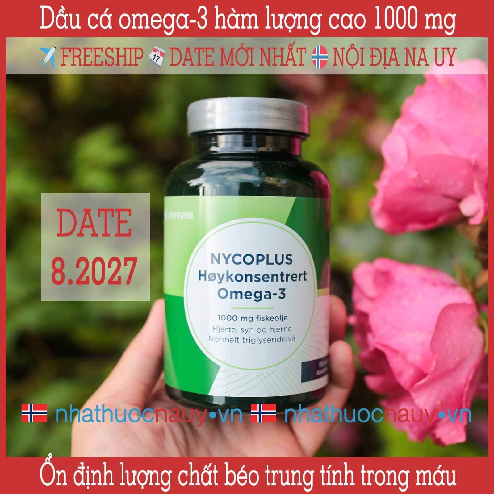  Dầu cá omega-3 hàm lượng cao | Nycoplus Høykonsentrert Omega-3 1000 mg 