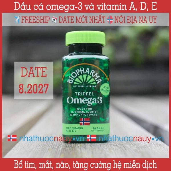  Dầu cá omega-3 và vitamin A, D, E | Biopharma Trippel Omega-3 