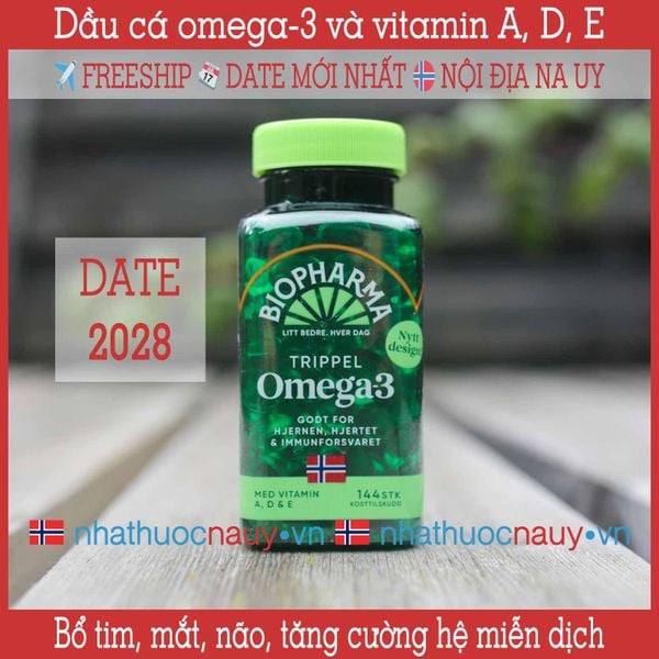 Dầu cá omega-3 và vitamin A, D, E | Biopharma Trippel Omega-3
