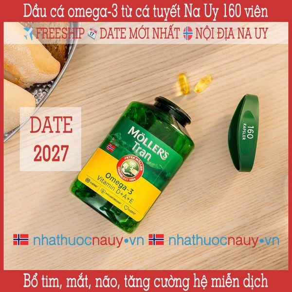 Möller’s Trankapsler | Dầu cá tuyết Na Uy 160 viên | Nội địa Na Uy