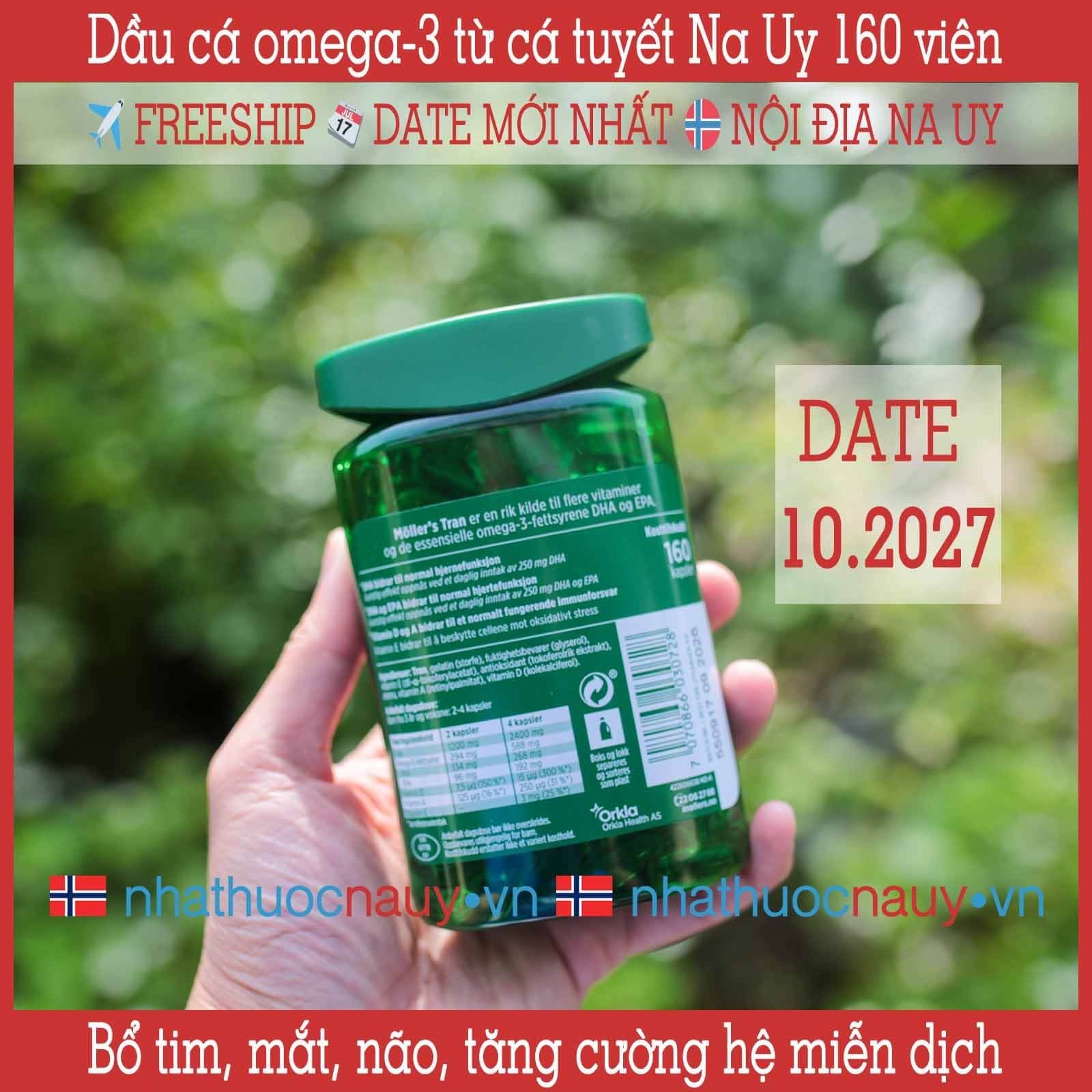  Dầu cá tuyết Na Uy 160 viên | Möller’s Trankapsler 