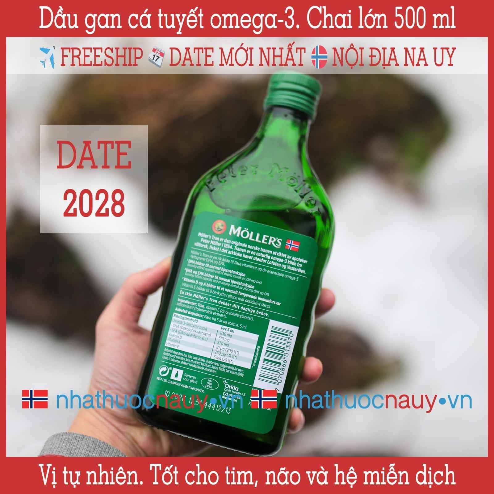  Dầu gan cá tuyết vị tự nhiên | Möller’s Tran naturell | Chai lớn 500 ml 