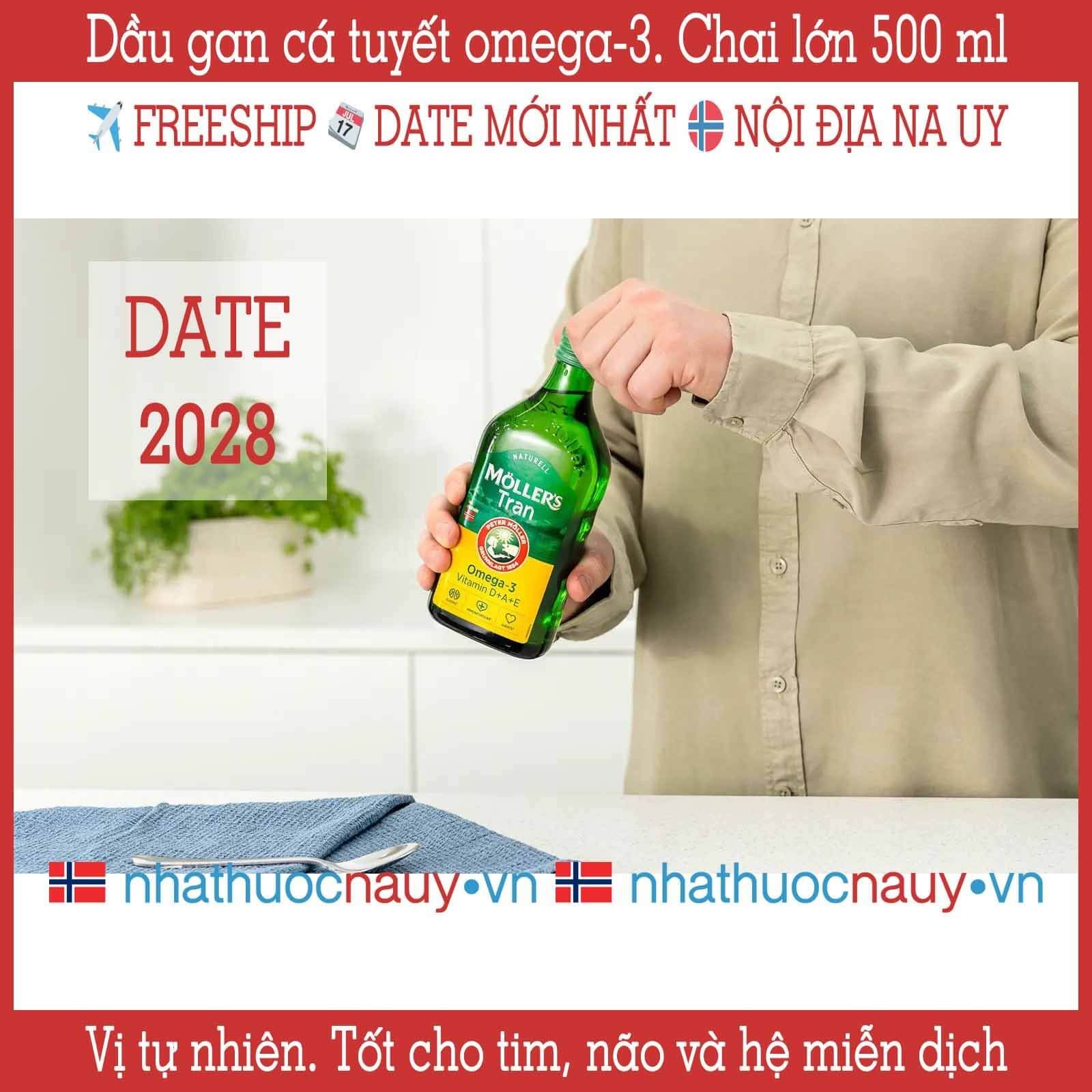  Dầu gan cá tuyết vị tự nhiên | Möller’s Tran naturell | Chai lớn 500 ml 