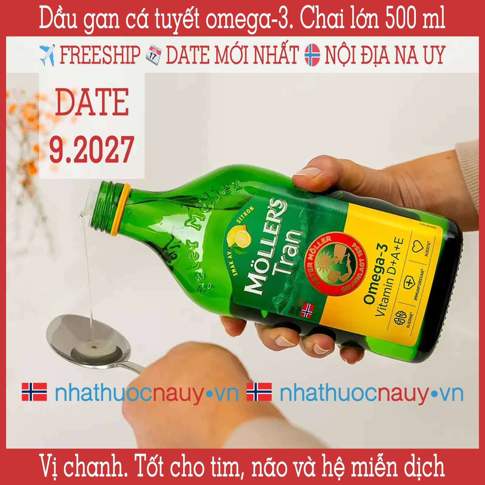  Dầu gan cá tuyết vị chanh | Möller’s Tran sitron | Chai lớn 500 ml 