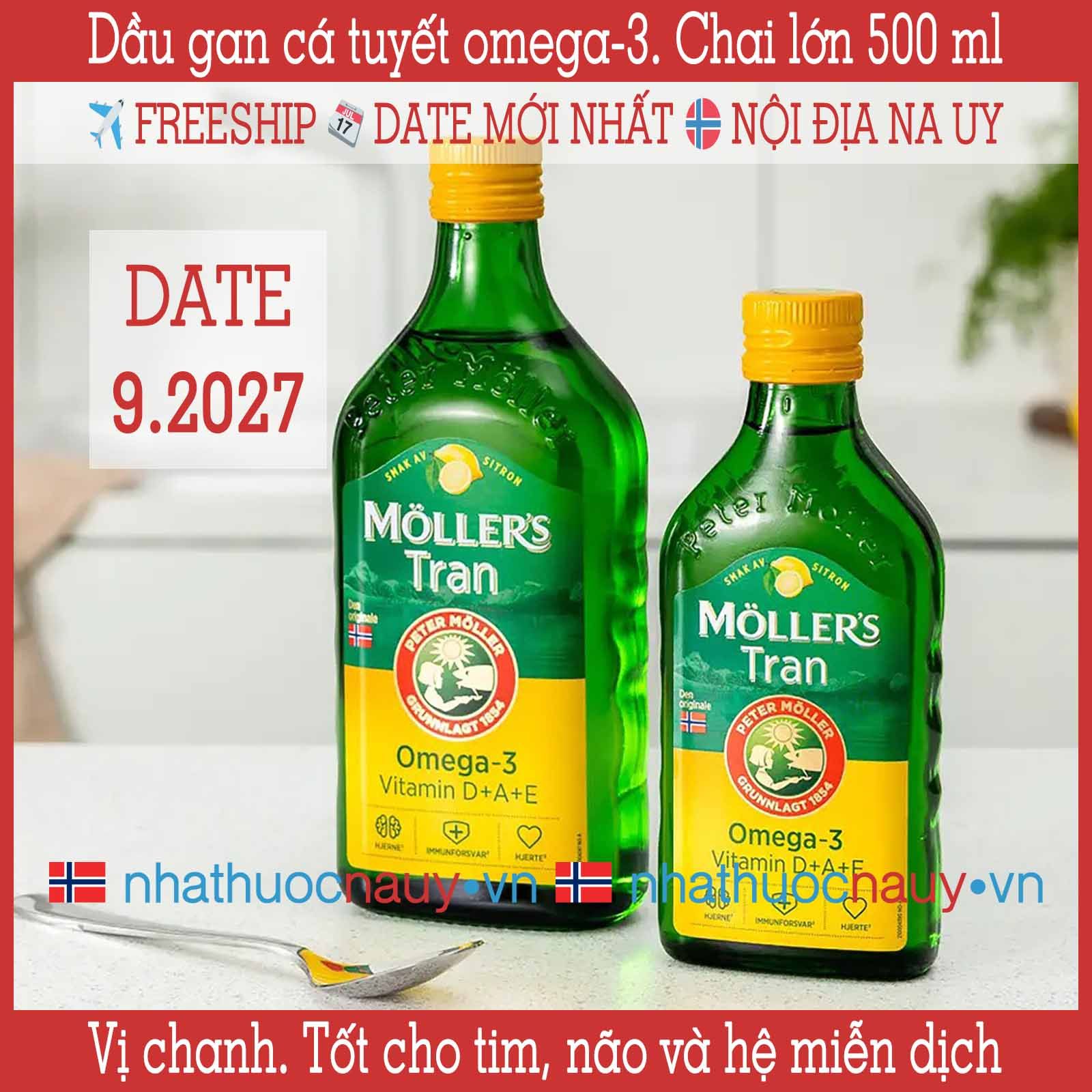  Dầu gan cá tuyết vị chanh | Möller’s Tran sitron | Chai lớn 500 ml 