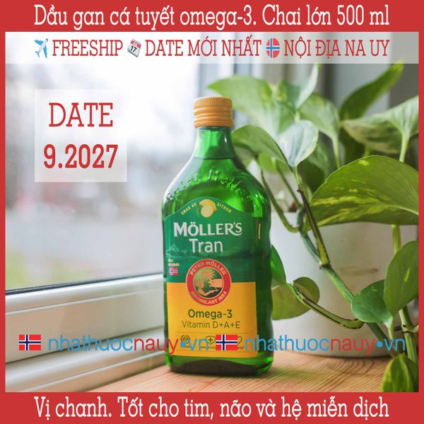 Möller’s Tran sitron | Dầu gan cá tuyết Na Uy vị chanh chai lớn 500 ml