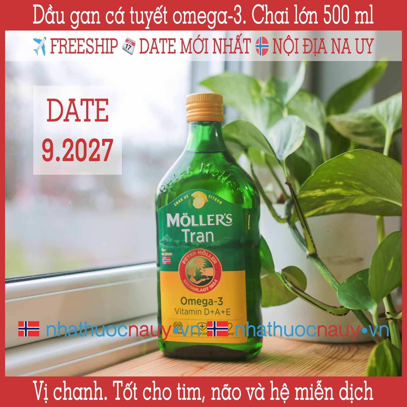  Dầu gan cá tuyết vị chanh | Möller’s Tran sitron | Chai lớn 500 ml 