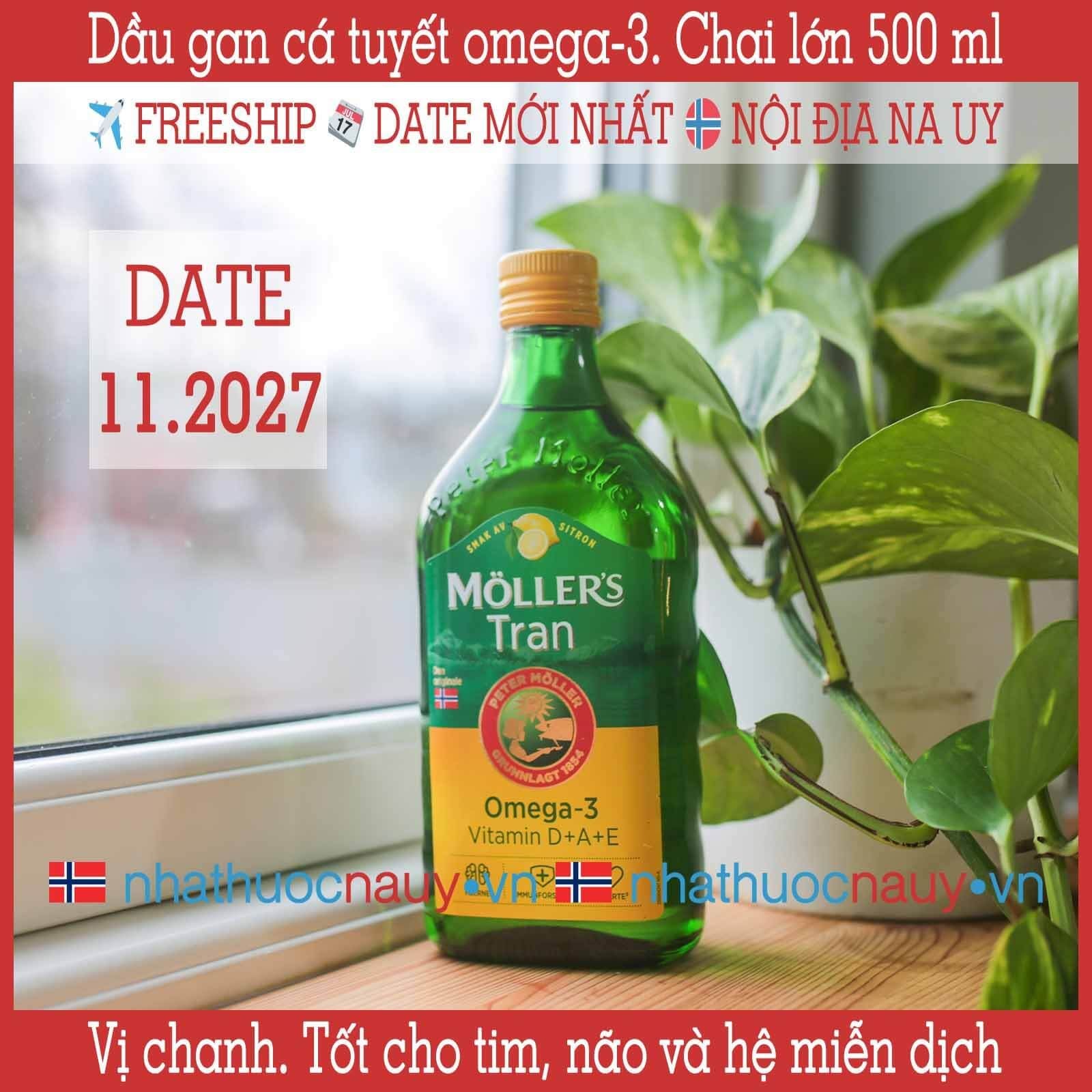  Dầu gan cá tuyết vị chanh | Möller’s Tran sitron | Chai lớn 500 ml 