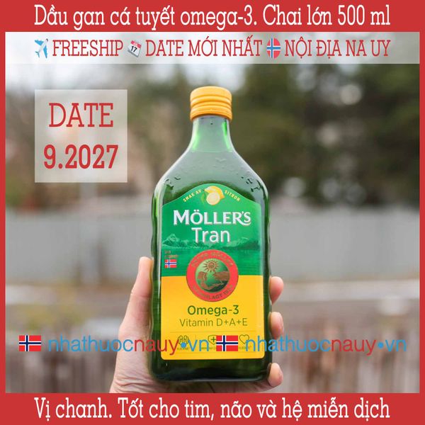 Möller’s Tran sitron | Dầu gan cá tuyết Na Uy vị chanh chai lớn 500 ml