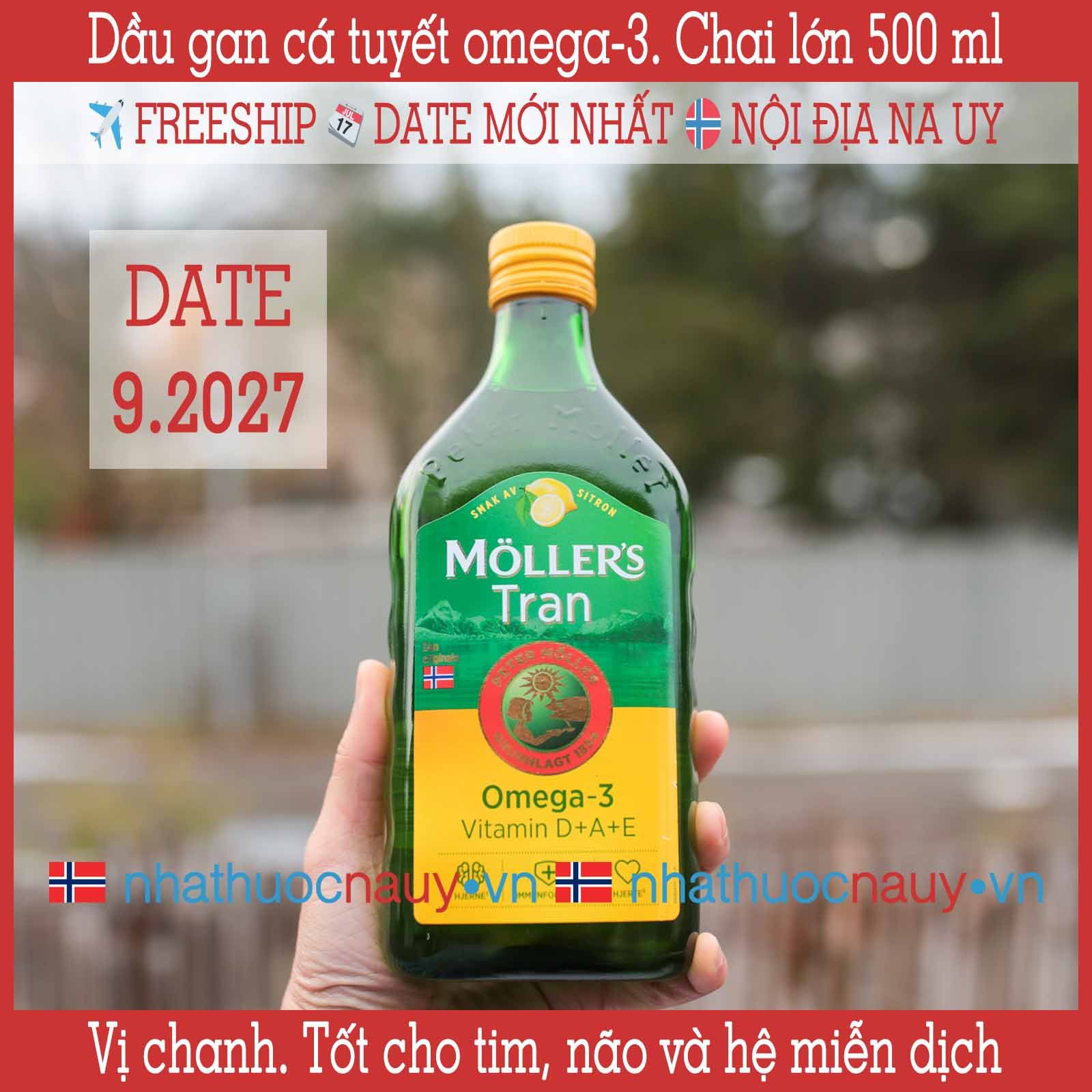  Dầu gan cá tuyết vị chanh | Möller’s Tran sitron | Chai lớn 500 ml 