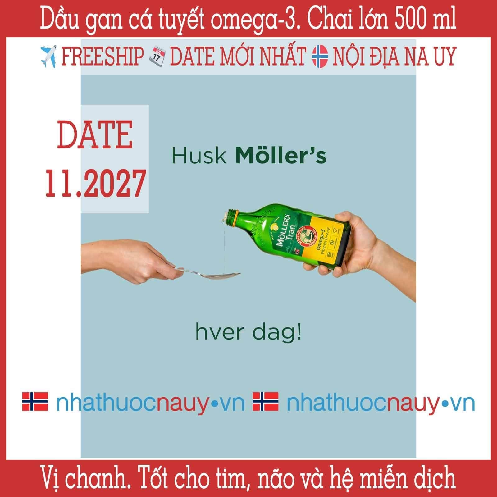  Dầu gan cá tuyết vị chanh | Möller’s Tran sitron | Chai lớn 500 ml 