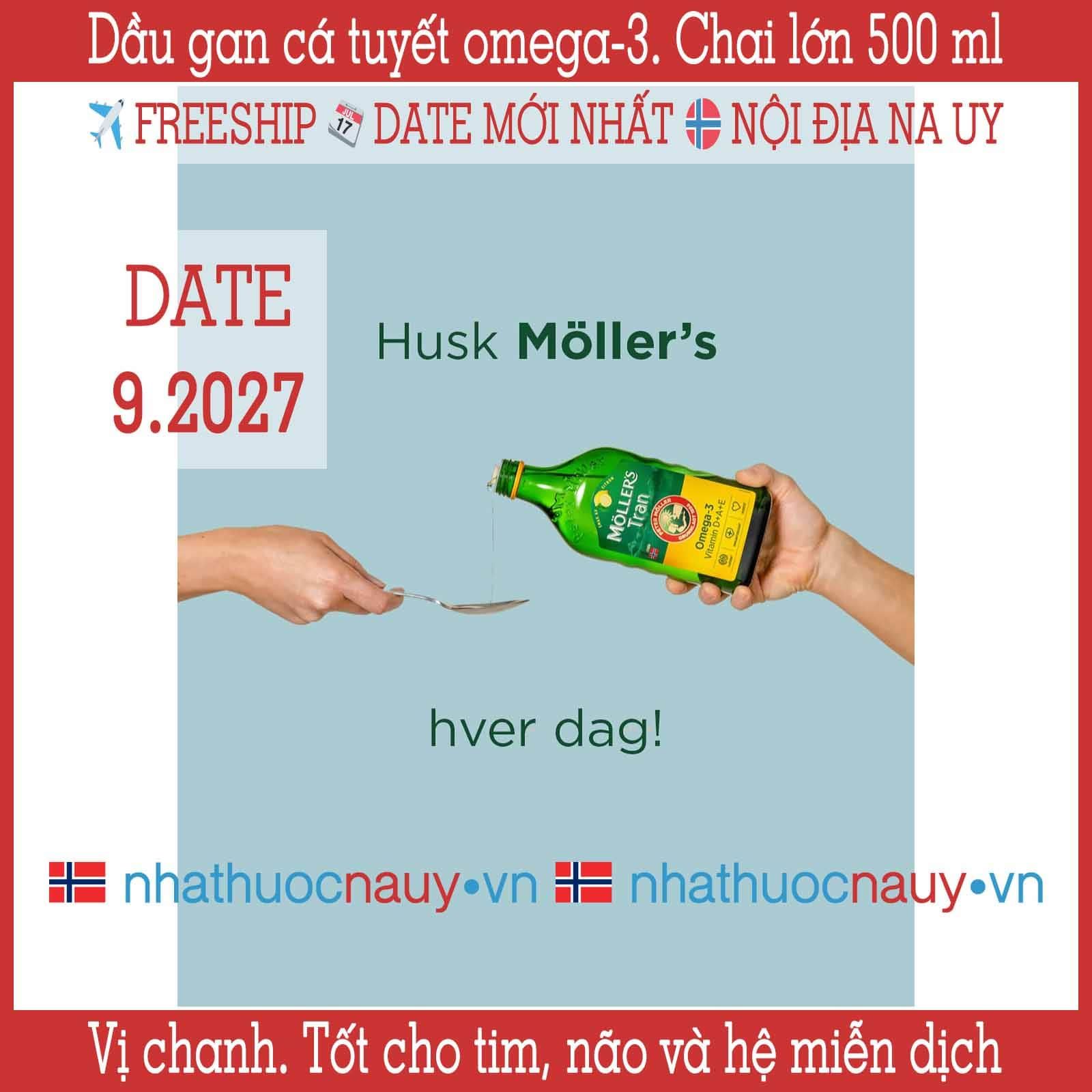  Dầu gan cá tuyết vị chanh | Möller’s Tran sitron | Chai lớn 500 ml 