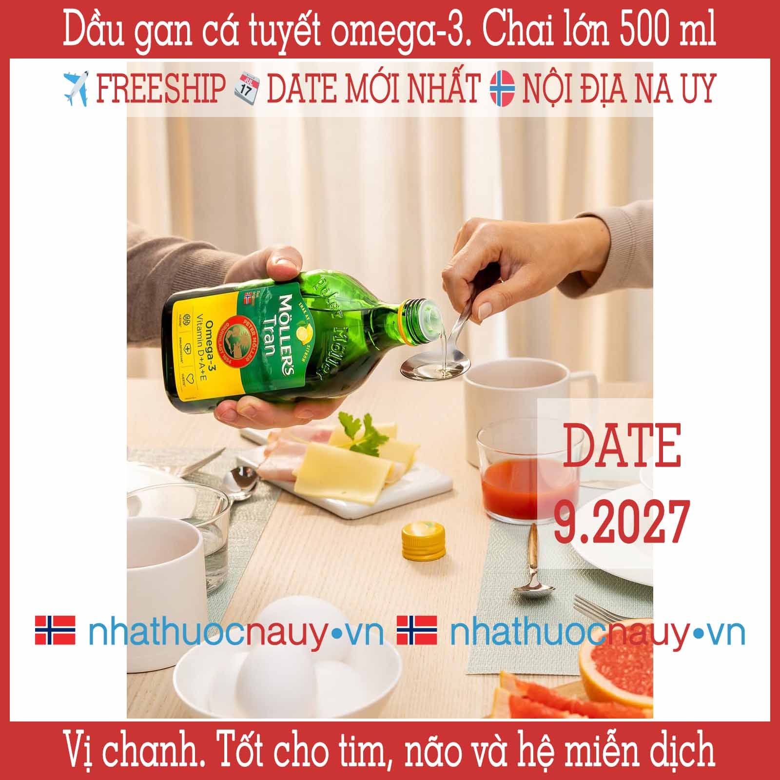  Dầu gan cá tuyết vị chanh | Möller’s Tran sitron | Chai lớn 500 ml 