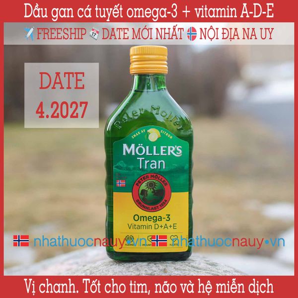 Möller’s Tran sitron | Dầu gan cá tuyết Na Uy vị chanh chai bé 250 ml