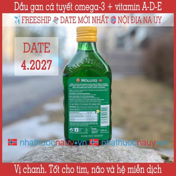 Möller’s Tran sitron | Dầu gan cá tuyết Na Uy vị chanh chai bé 250 ml