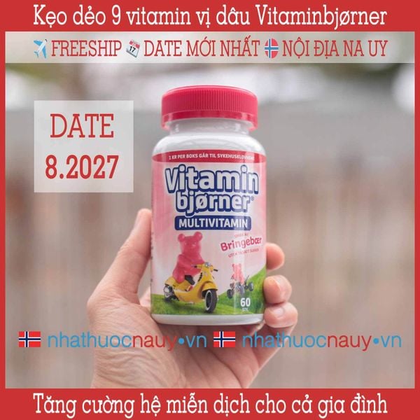 Vitaminbjørner | Kẹo dẻo hình gấu 9 vitamin vị dâu từ Na Uy cho bé