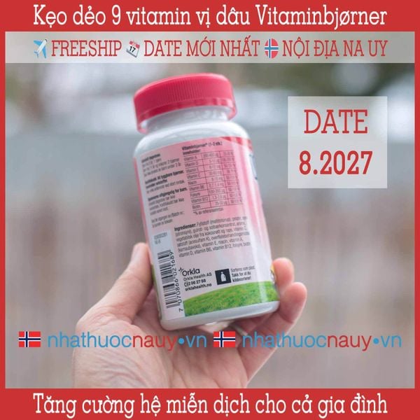 Vitaminbjørner | Kẹo dẻo hình gấu 9 vitamin vị dâu từ Na Uy cho bé