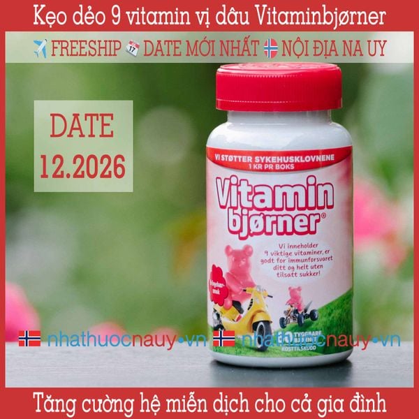 Vitaminbjørner | Kẹo dẻo hình gấu 9 vitamin vị dâu từ Na Uy cho bé