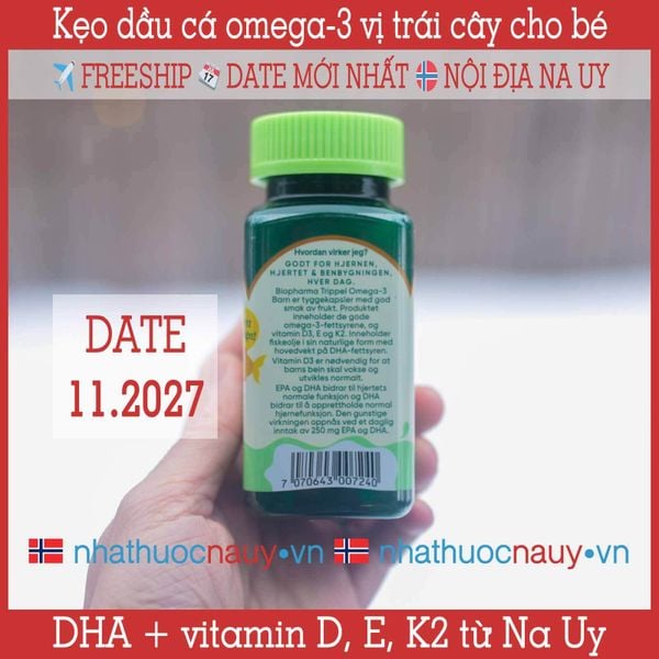 Biopharma Trippel Omega-3 Barn | Dầu cá omega-3 Na Uy dành cho trẻ em