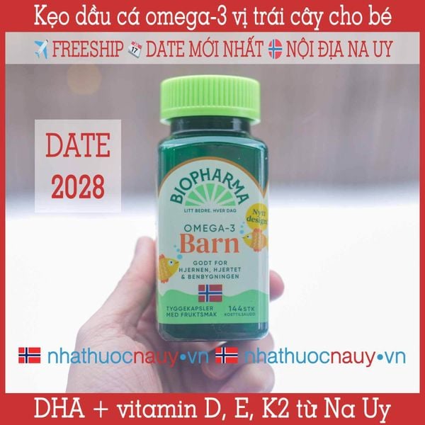 Dầu cá omega-3 và vitamin vị trái cây cho bé | Biopharma Trippel Omega-3 Barn