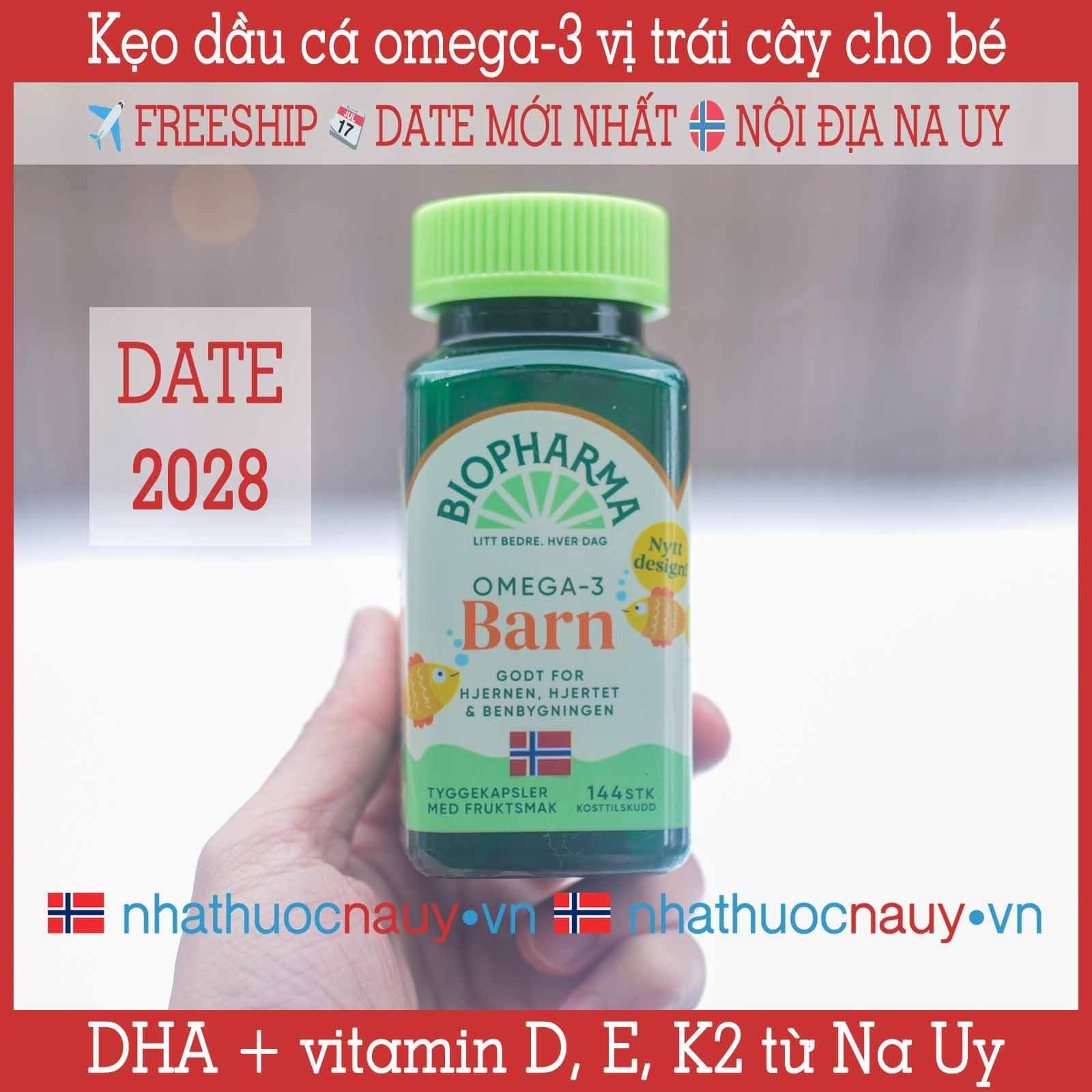  Dầu cá omega-3 và vitamin vị trái cây cho bé | Biopharma Trippel Omega-3 Barn 
