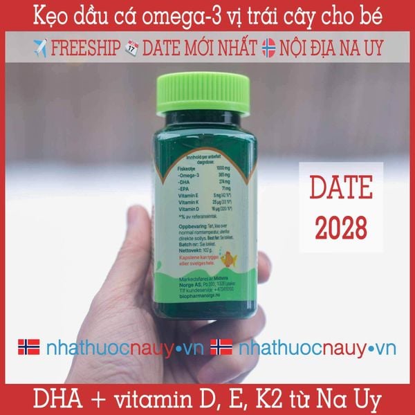 Dầu cá omega-3 và vitamin vị trái cây cho bé | Biopharma Trippel Omega-3 Barn