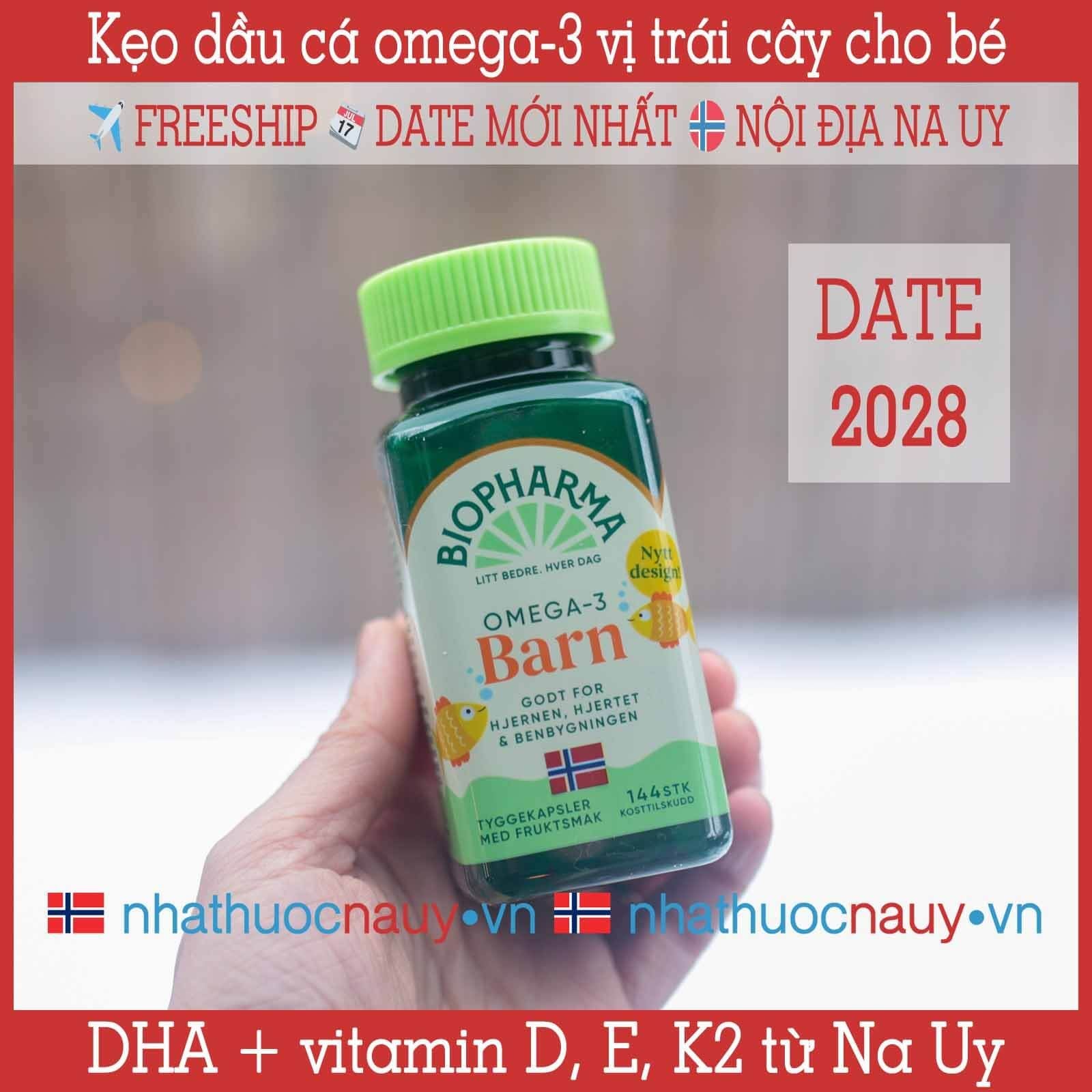  Dầu cá omega-3 và vitamin vị trái cây cho bé | Biopharma Trippel Omega-3 Barn 