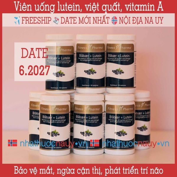 Viên uống bổ mắt Fitness Pharma Blåbær + Lutein từ Đan Mạch
