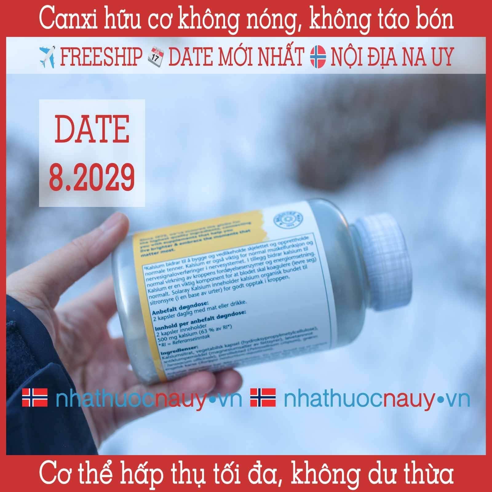  Canxi hữu cơ Solaray Kalsium 