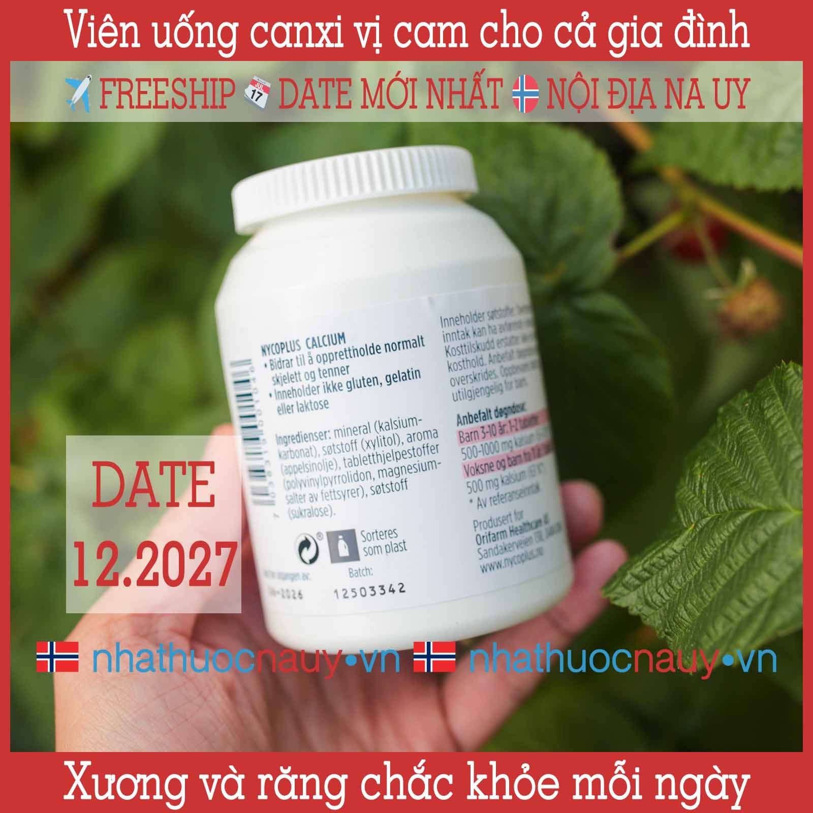  Viên uống canxi vị cam | Nycoplus Calcium 500 mg 