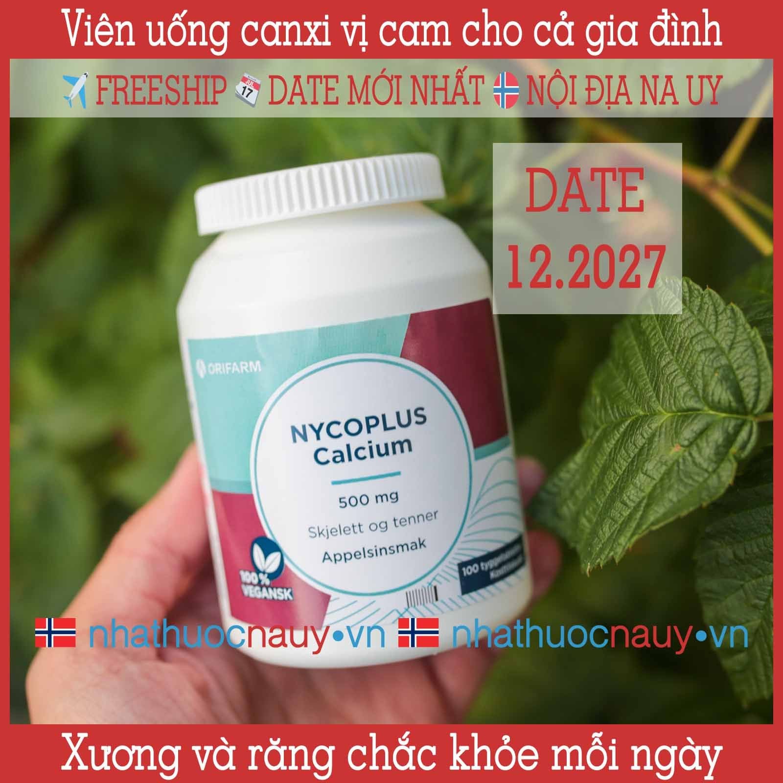  Viên uống canxi vị cam | Nycoplus Calcium 500 mg 